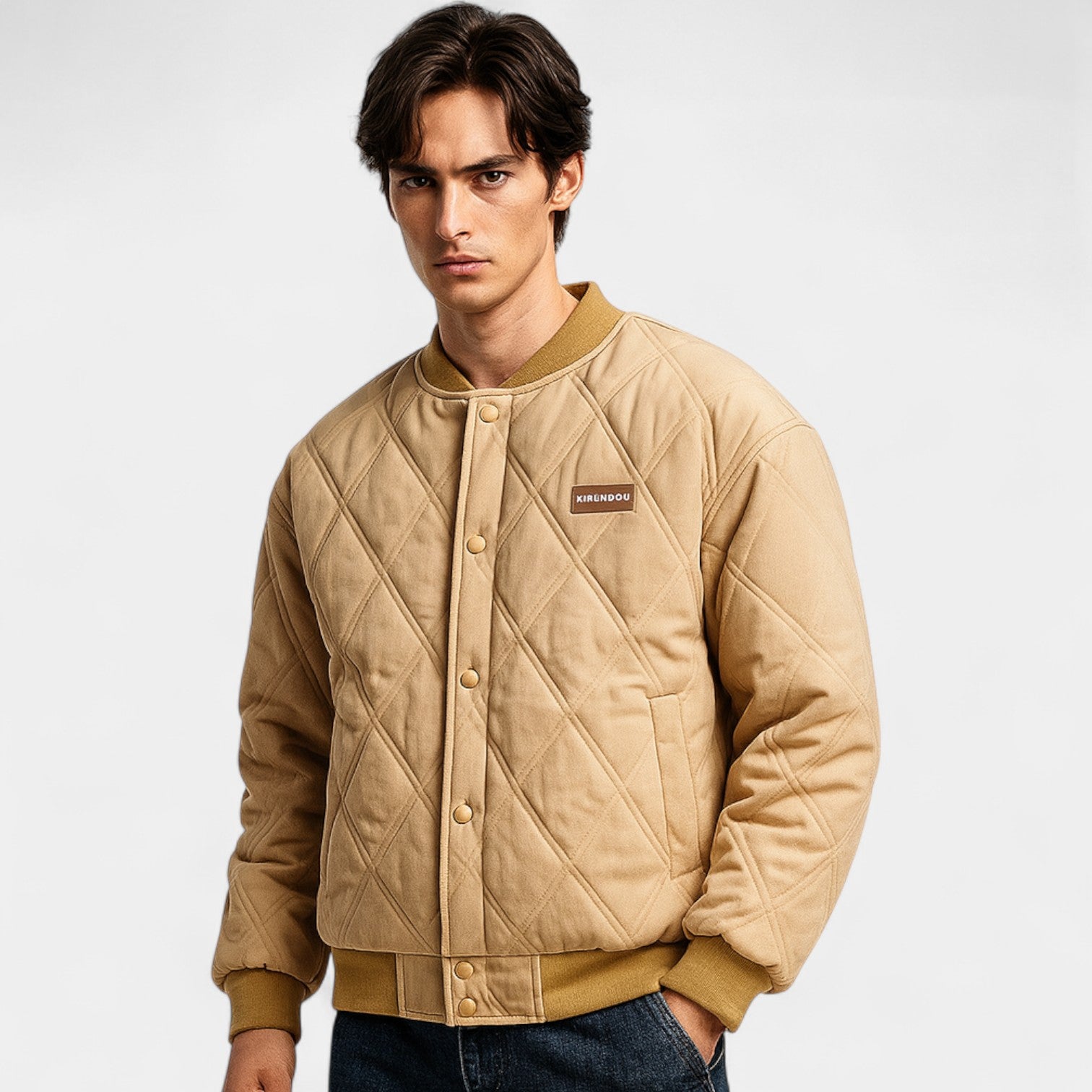 Failte | Cotton Quilted Jacket – Retro Diamond Pattern