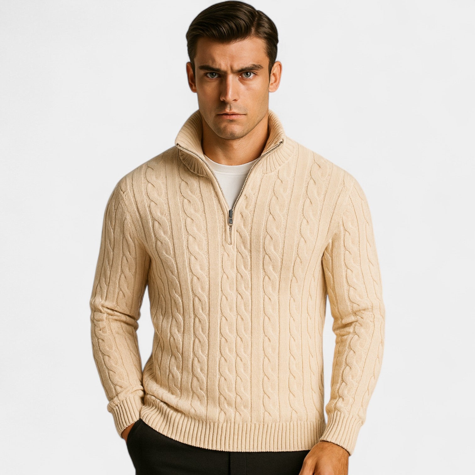 Failte | Men’s Quarter-Zip Cotton Knit – Refined Minimalist Daily Style