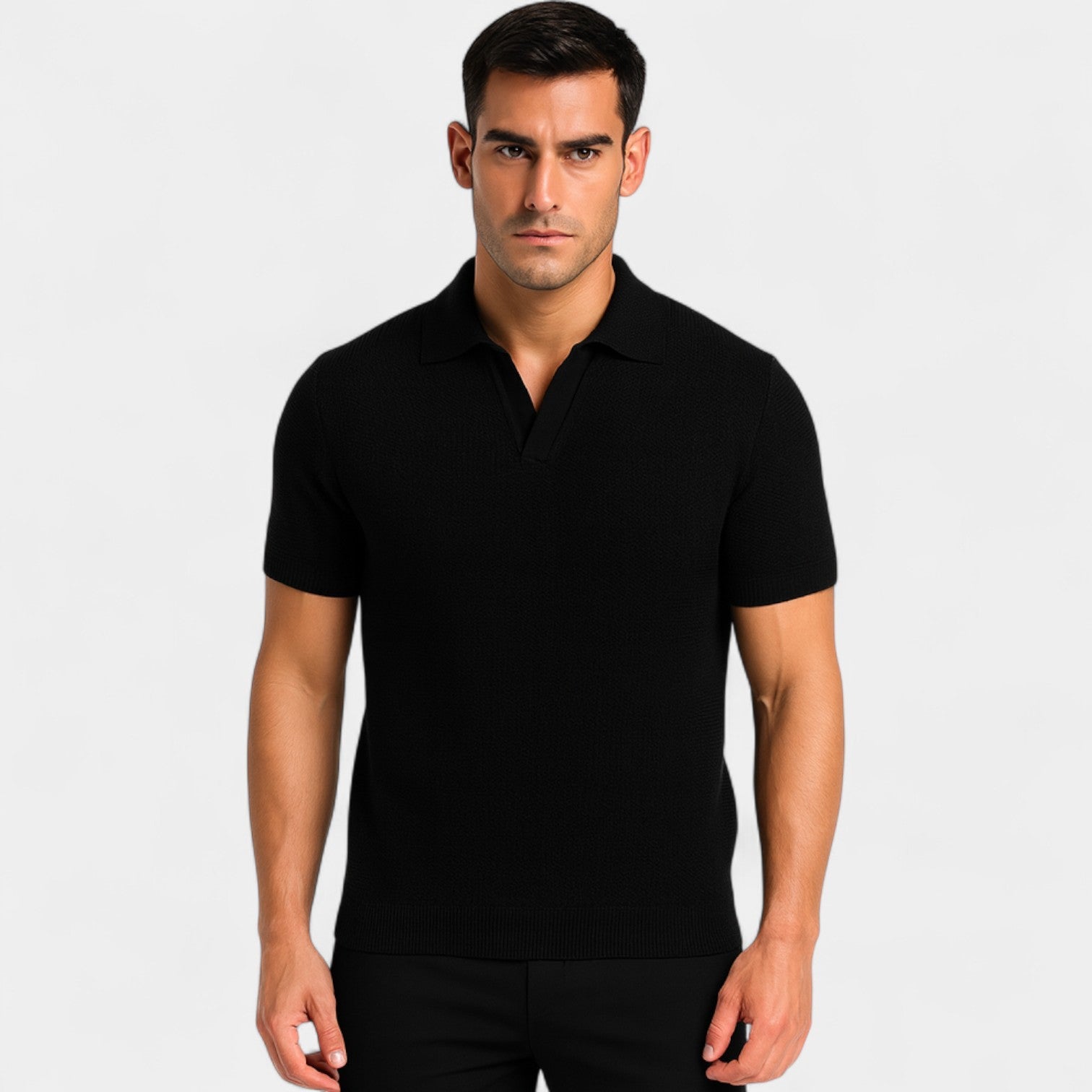 Failte | Men’s Slim Fit Knit Polo – Minimalist Button-Free Style