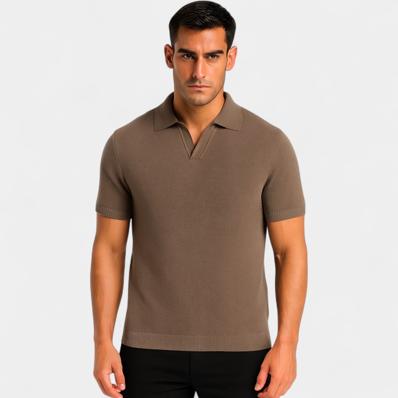 Failte | Men’s Slim Fit Knit Polo – Minimalist Button-Free Style