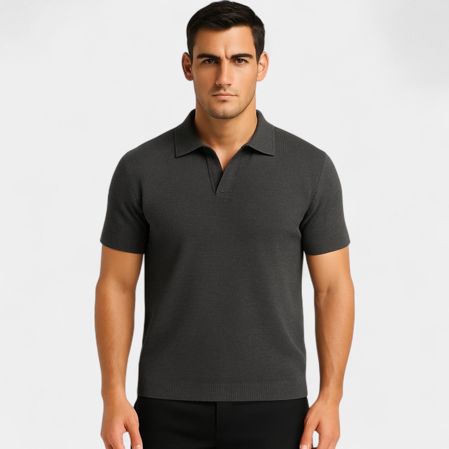 Failte | Men’s Slim Fit Knit Polo – Minimalist Button-Free Style