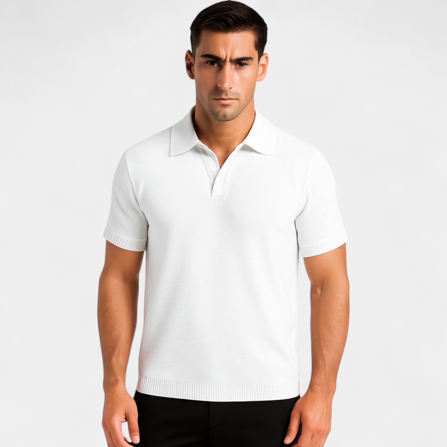 Failte | Men’s Slim Fit Knit Polo – Minimalist Button-Free Style